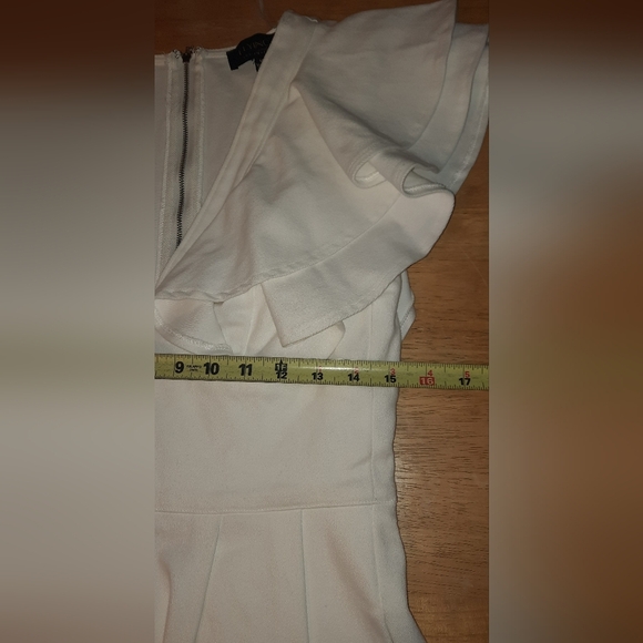 Ruffled V-Neck White Denim Romper - Picture 11 of 14